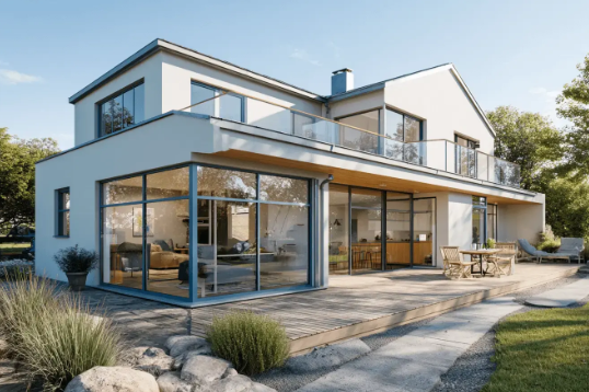 Moderne hus med terrasse — klar til fraflytnings- og sommerhusrengøring